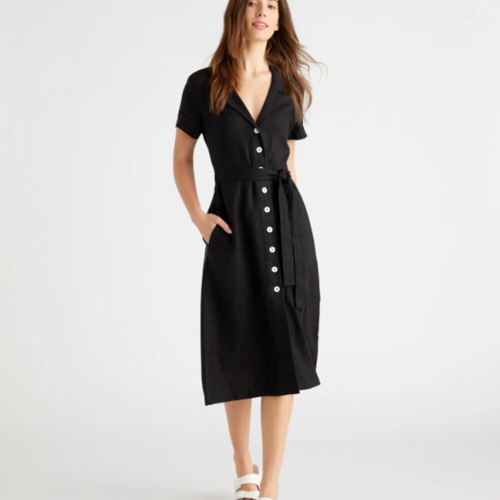 Quince 100% European Linen Button Front Dress
